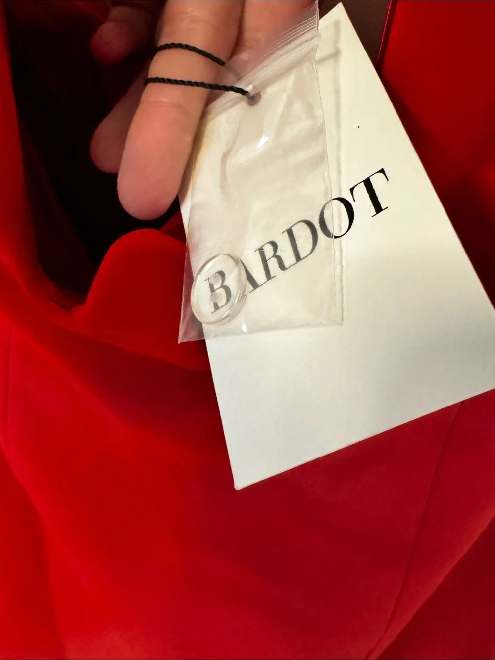 Bardot Red Strapless Midi Dress with Sculpted Flame Neckline in fire red - Picture 11 of 12